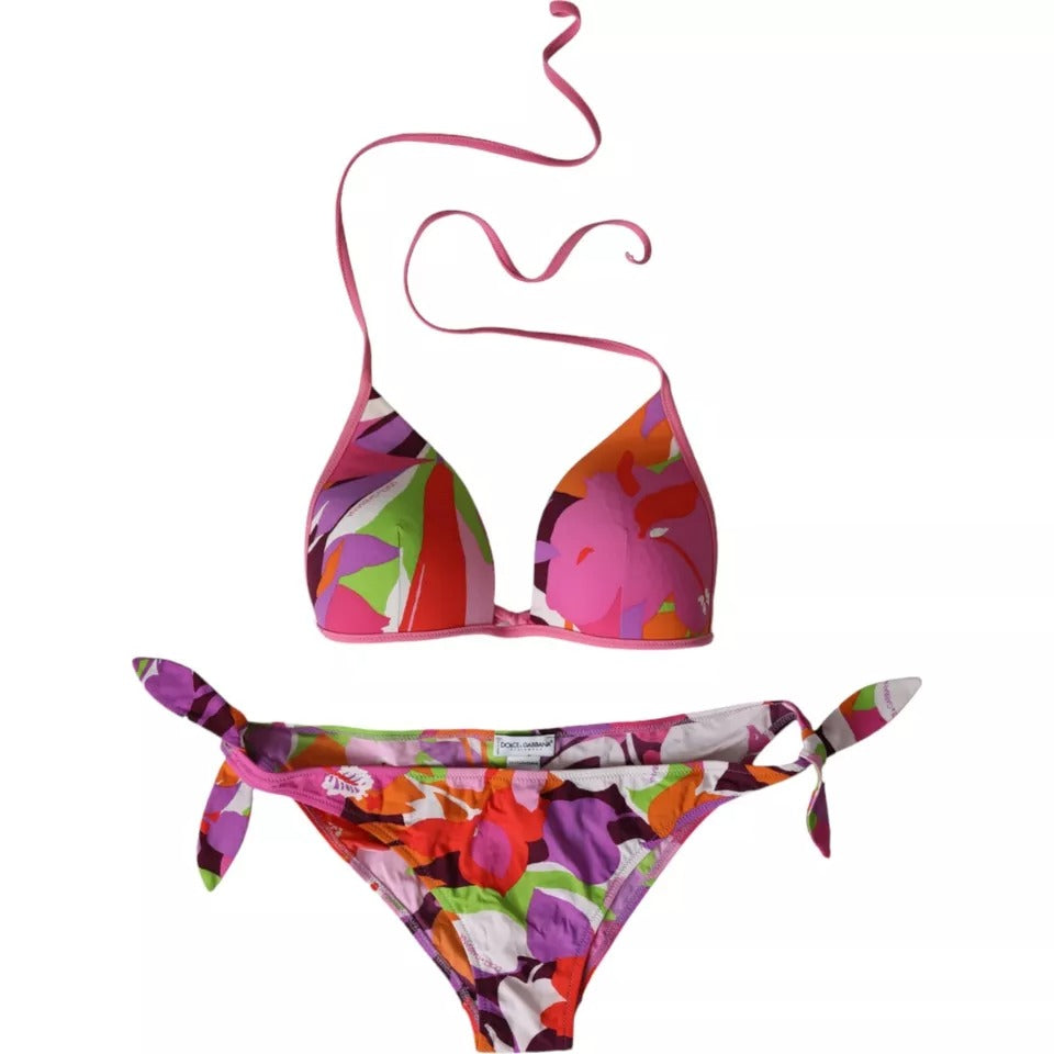 Dolce & Gabbana Multicolor Floral 2 Piece Swim Beachwear Bikini