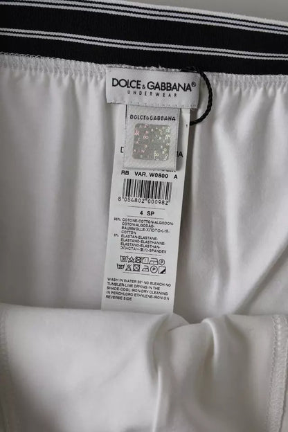 Dolce & Gabbana White Cotton Blend Regular Boxer Shorts Underwear