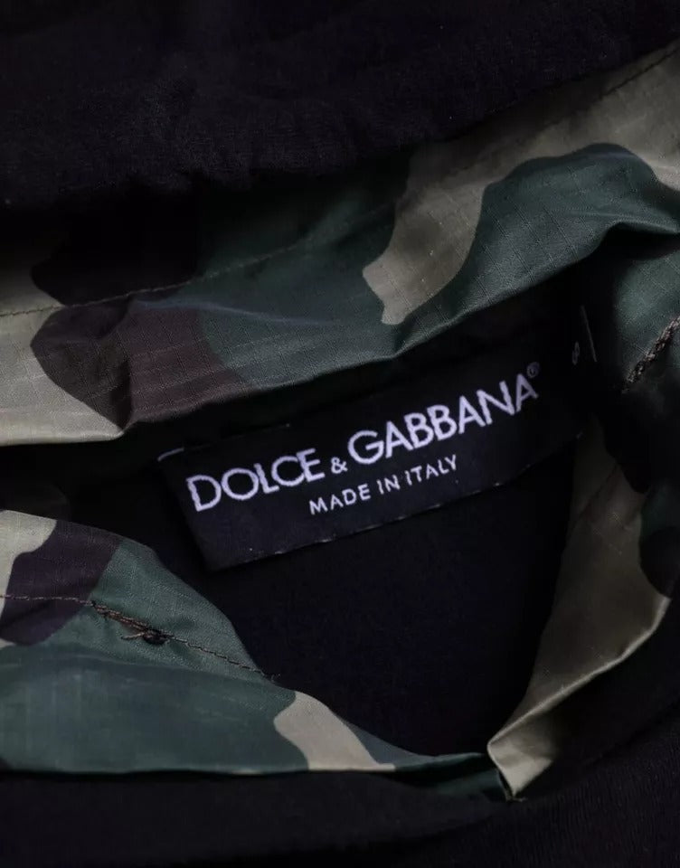 Dolce & Gabbana Black Camouflage Hooded Sweatshirt Sweater