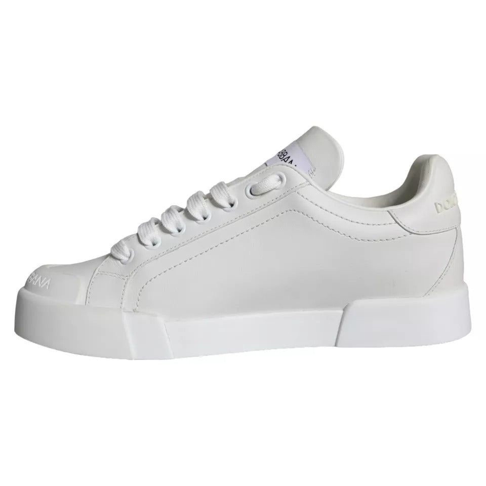 White Calfskin Leather Miami Low Top Sneakers Shoes