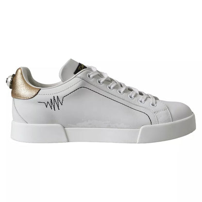 White Leather Portofino Low Top Sneakers Shoes