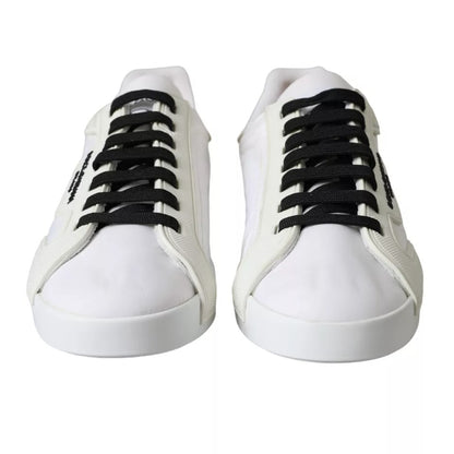 Dolce & Gabbana White Portofino Logo Low Top Trainers Sneakers Shoes