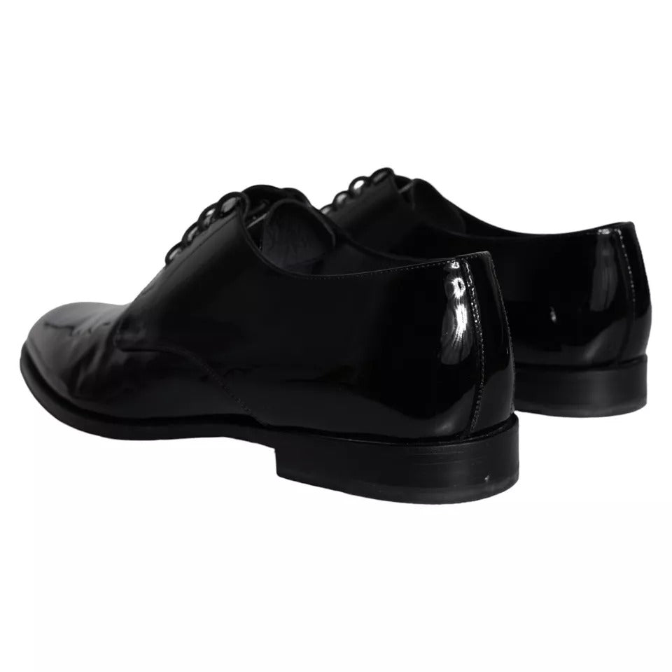 Dolce & Gabbana Black Calfskin Leather Derby Men Dress Shoes