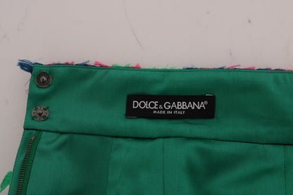 Gonna a tubino jacquard verde rosa