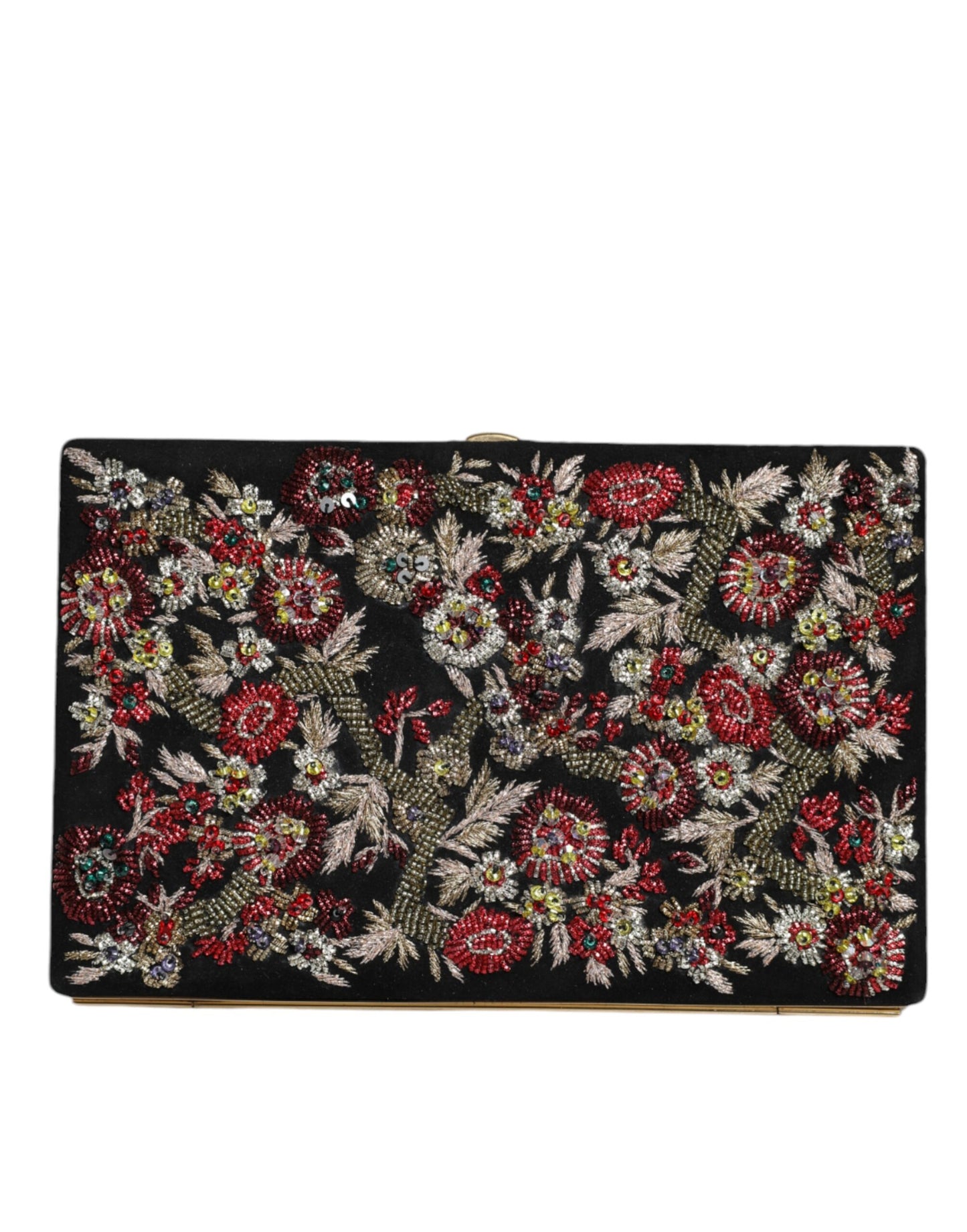 Dolce & Gabbana Multicolor Floral Gold Frame Clutch Evening Purse Bag