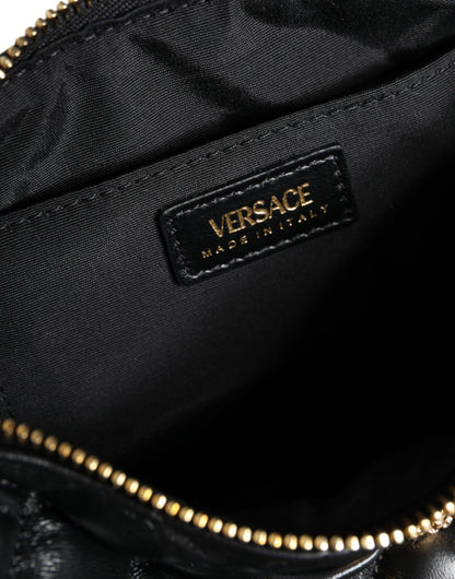 Versace Black Mini Quilted Lambskin Leather Crossbody Sling Bag