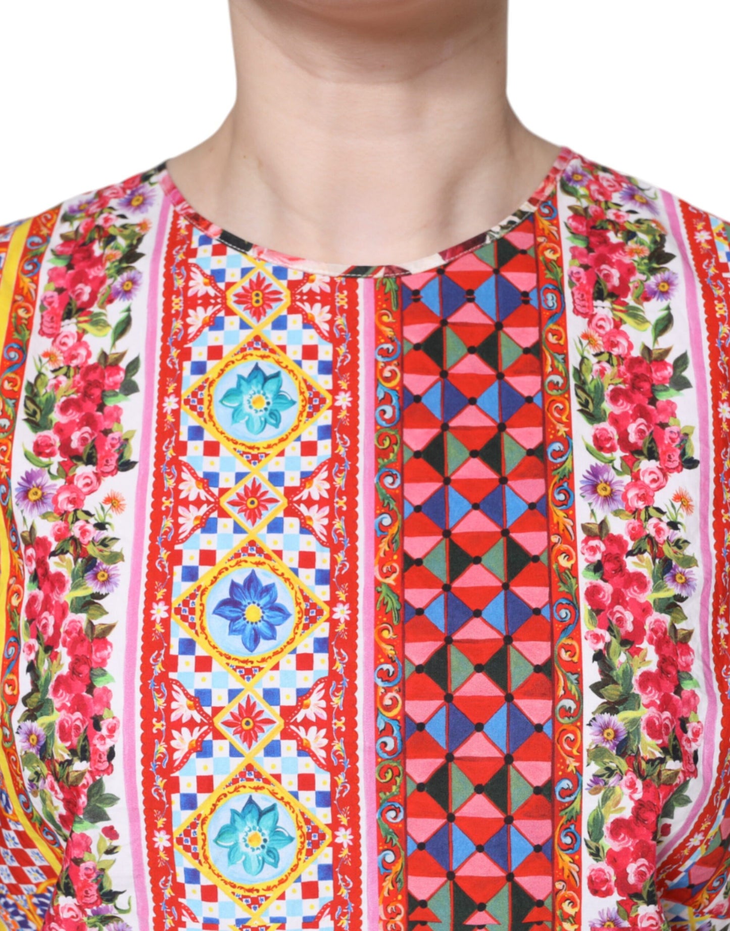 Dolce & Gabbana Multicolor Cotton Carretto Floral Tank Top