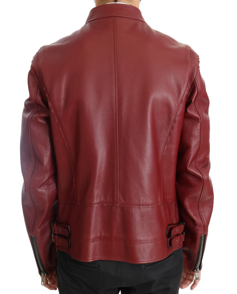 Rote Hirschlederjacke