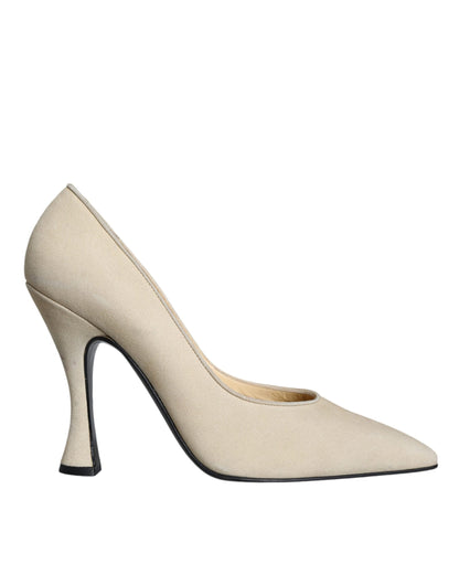 Dolce & Gabbana Beige Suede Leather High Heels Pumps Shoes