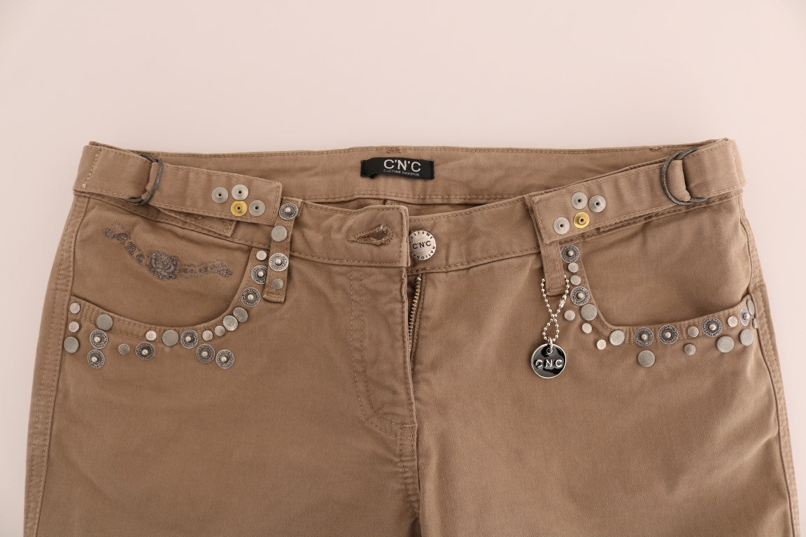 Jeans slim fit in cotone elasticizzato beige