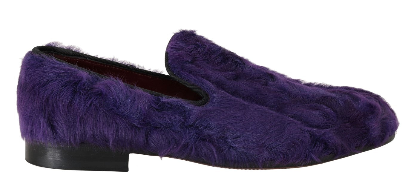 Lila Loafer aus Schaffellleder