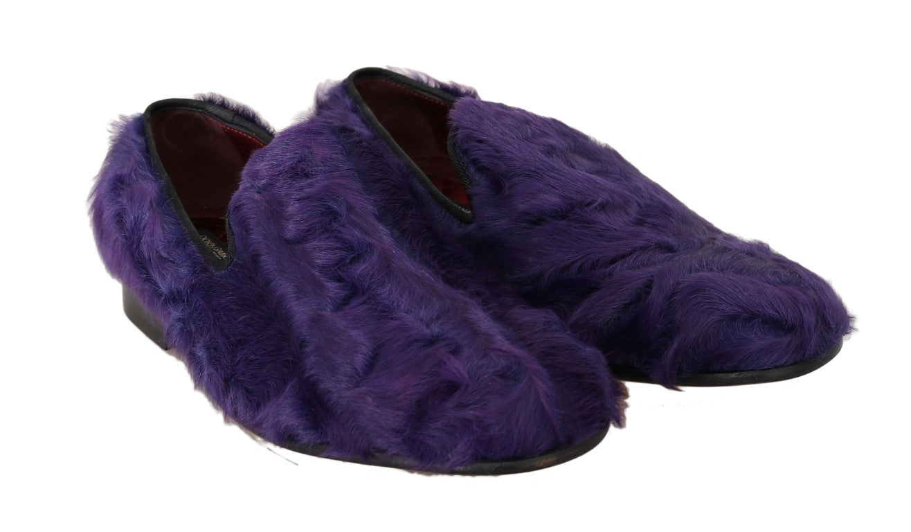 Lila Loafer aus Schaffellleder