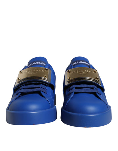 Dolce & Gabbana Blue Leather Low Top Portofino Sneakers Shoes