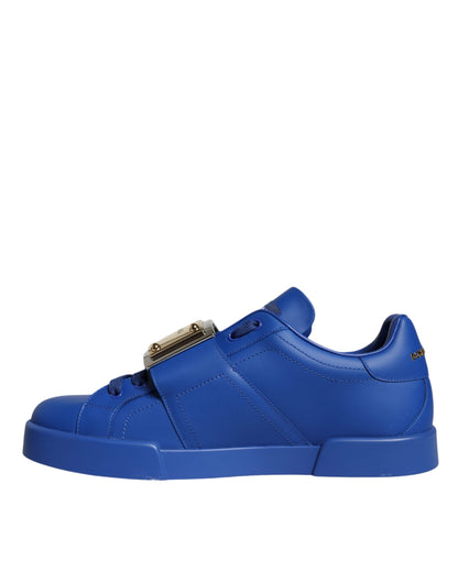 Dolce & Gabbana Blue Leather Low Top Portofino Sneakers Shoes