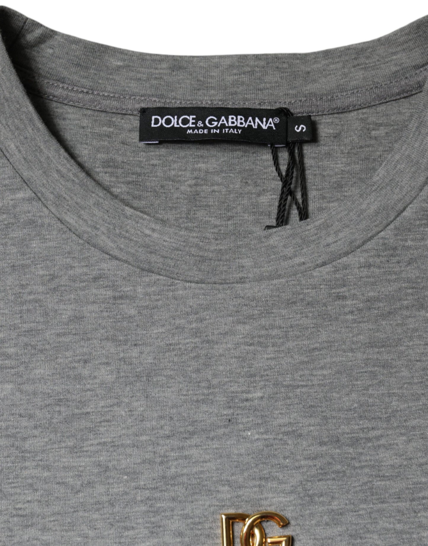 Dolce & Gabbana Gray Cotton Blend Embellished Tee T-shirt