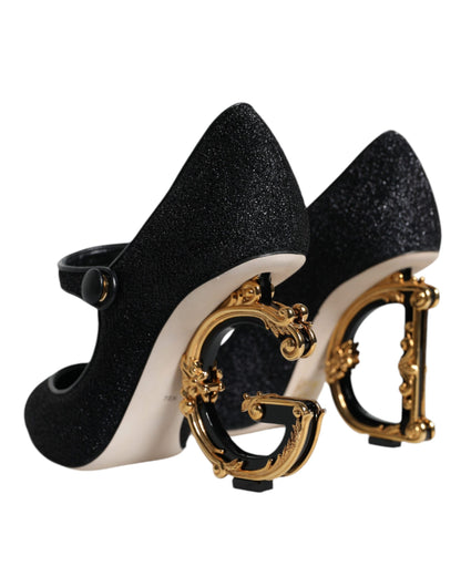 Dolce & Gabbana Black Suede Mary Jane Heel Sandals Shoes