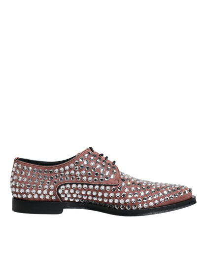 Dolce & Gabbana Brown Strass Embellished Derby Dress Shoes