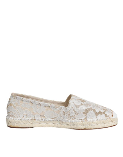 Dolce & Gabbana White Lace Viscose Espadrilles Flats Shoes