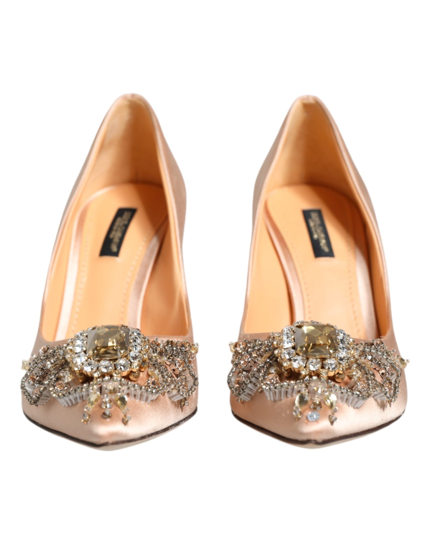 Dolce & Gabbana Beige Satin Crystal High Heels Pumps Shoes