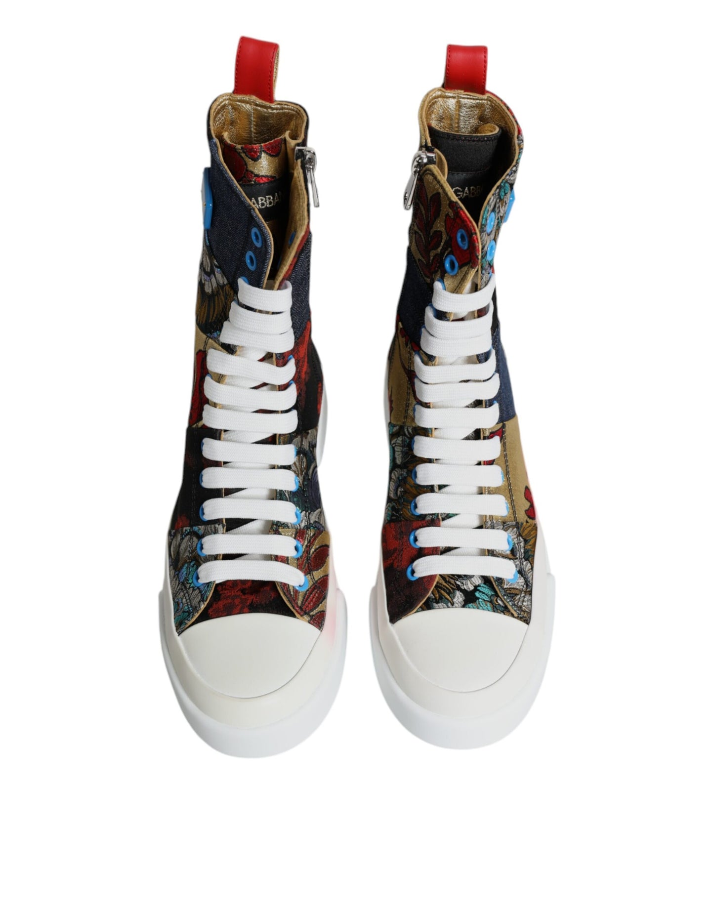 Dolce & Gabbana Multicolor Patchwork Logo High Top Sneakers Shoes