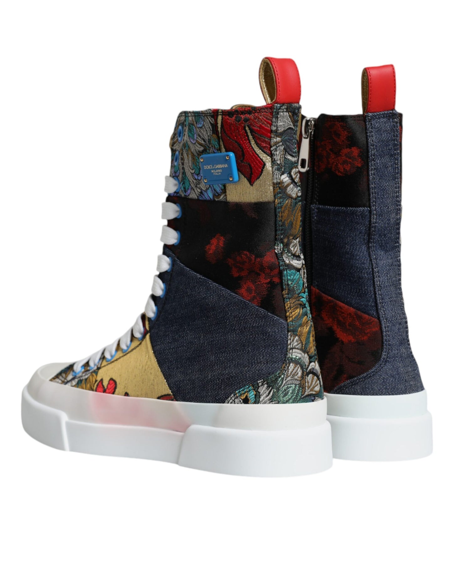 Dolce & Gabbana Multicolor Patchwork Logo High Top Sneakers Shoes