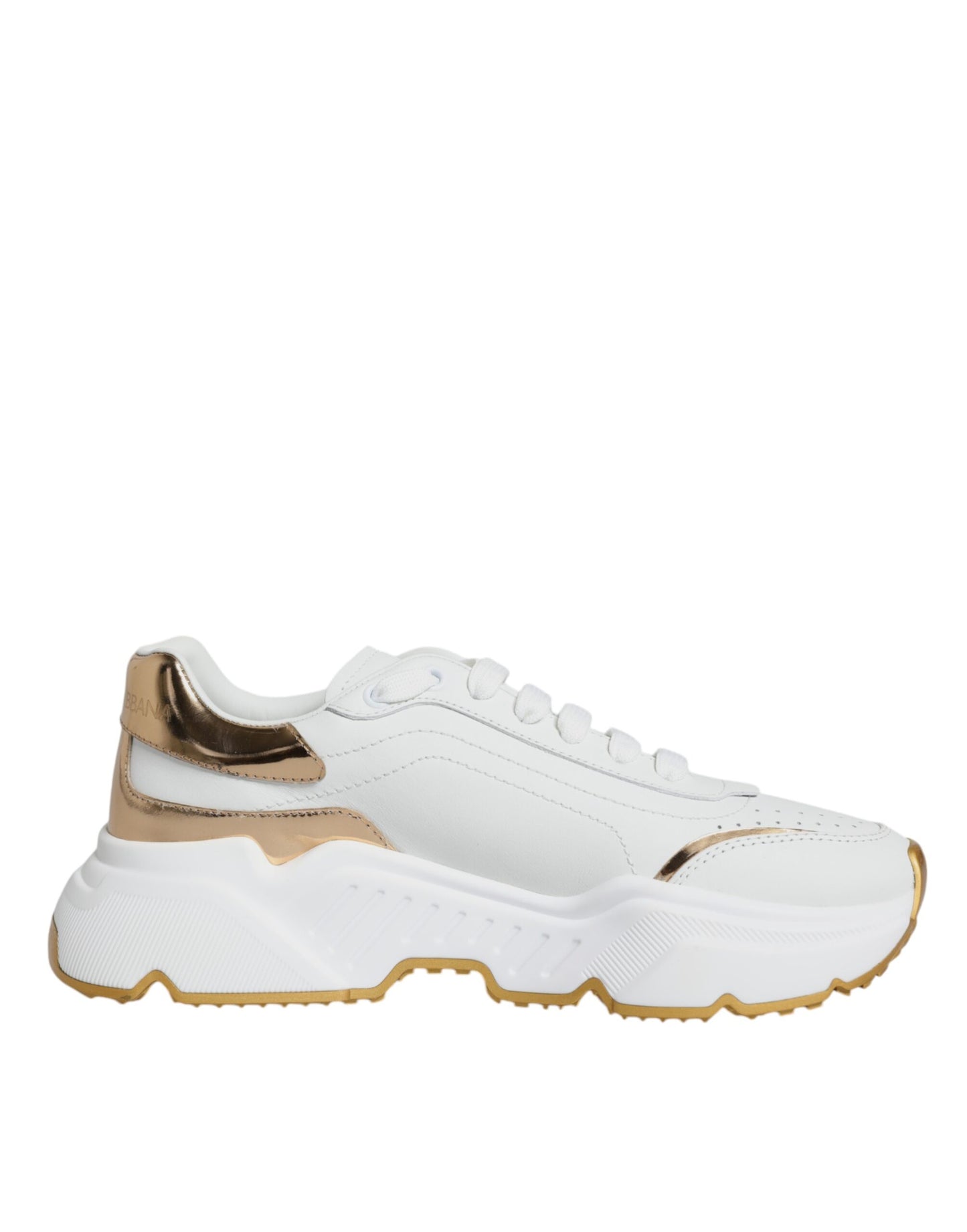 Dolce & Gabbana Gold White Daymaster Low Top Sneakers Shoes