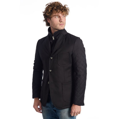 Roberto Pepe Luxury Black Viscose Jacket