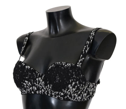 Reggiseno intimo elasticizzato in pizzo bianco di seta nera