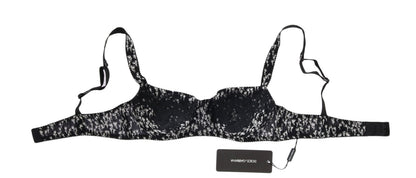 Dolce & Gabbana Elegant Black Floral Lace Silk Bra