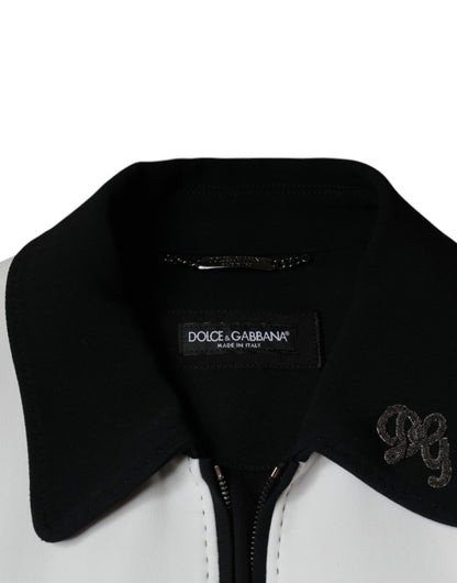 Dolce & Gabbana Black White DG Crown Full Zip Blouson Jacket