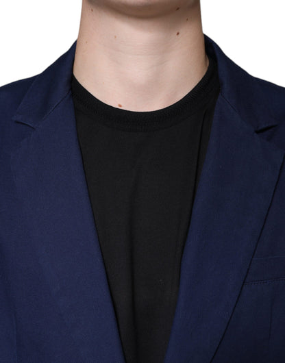 Dolce & Gabbana Blue Notch Single Breasted Dress Coat Blazer