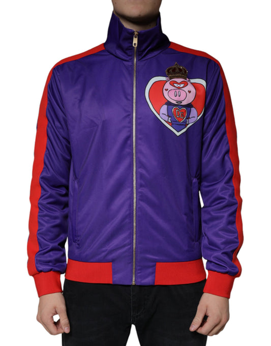 Dolce & Gabbana Purple YEAR OF THE PIG Full Zip Bomber Jacket