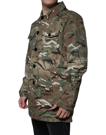 Dolce & Gabbana Multicolor Camouflage Collared Coat Jacket