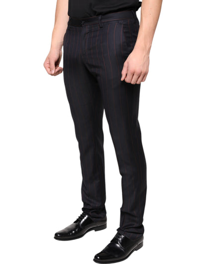 Dolce & Gabbana Black Stripes Skinny Men Dress Pants