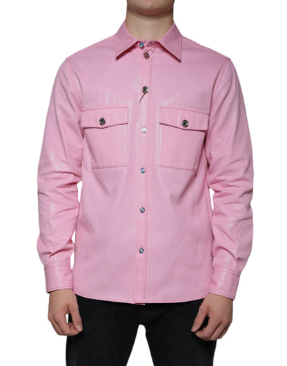 Dolce & Gabbana Pink Cotton Collared Button Down Shirt