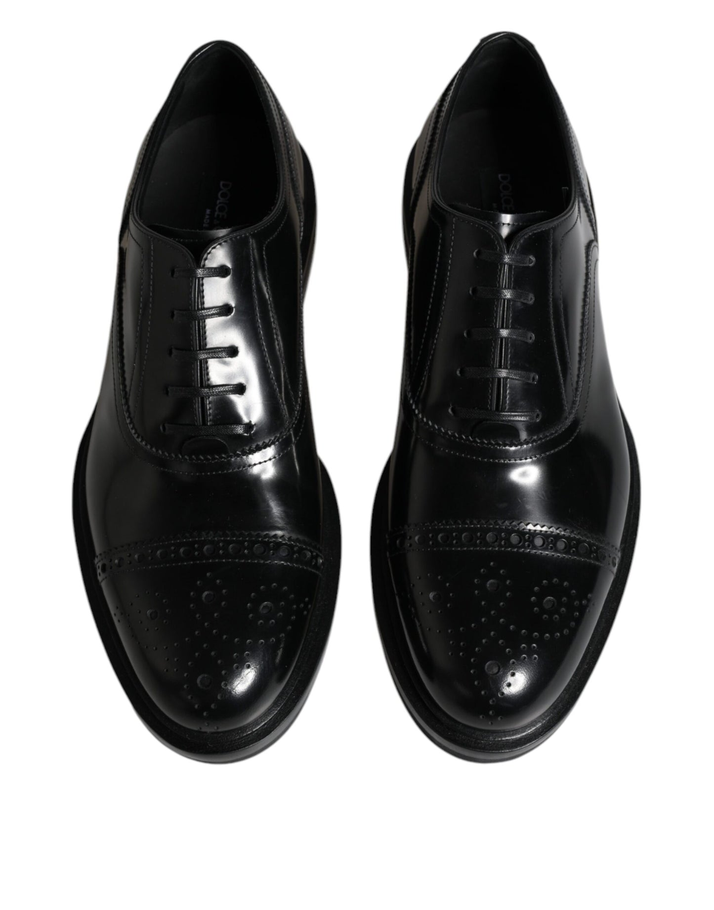 Dolce & Gabbana Black Leather Oxford Wingtip Men Formal Shoes