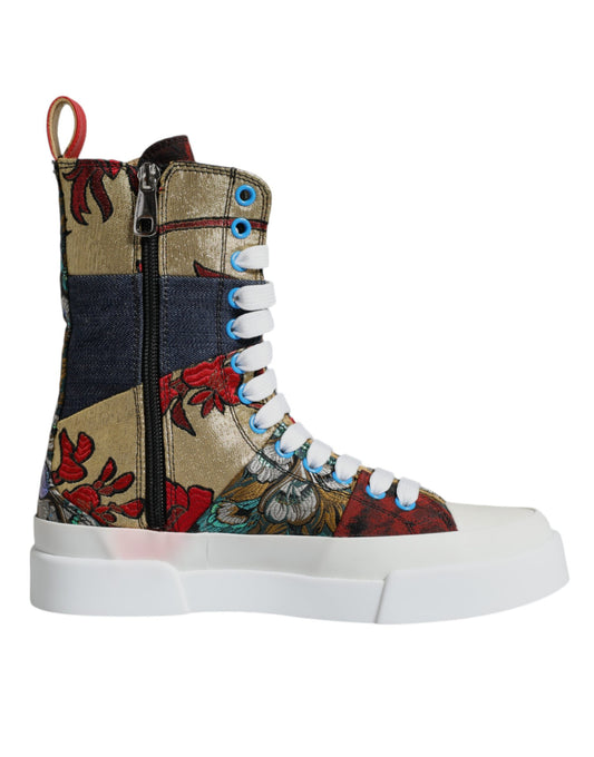 Dolce & Gabbana Multicolor Patchwork High Top Sneakers Shoes