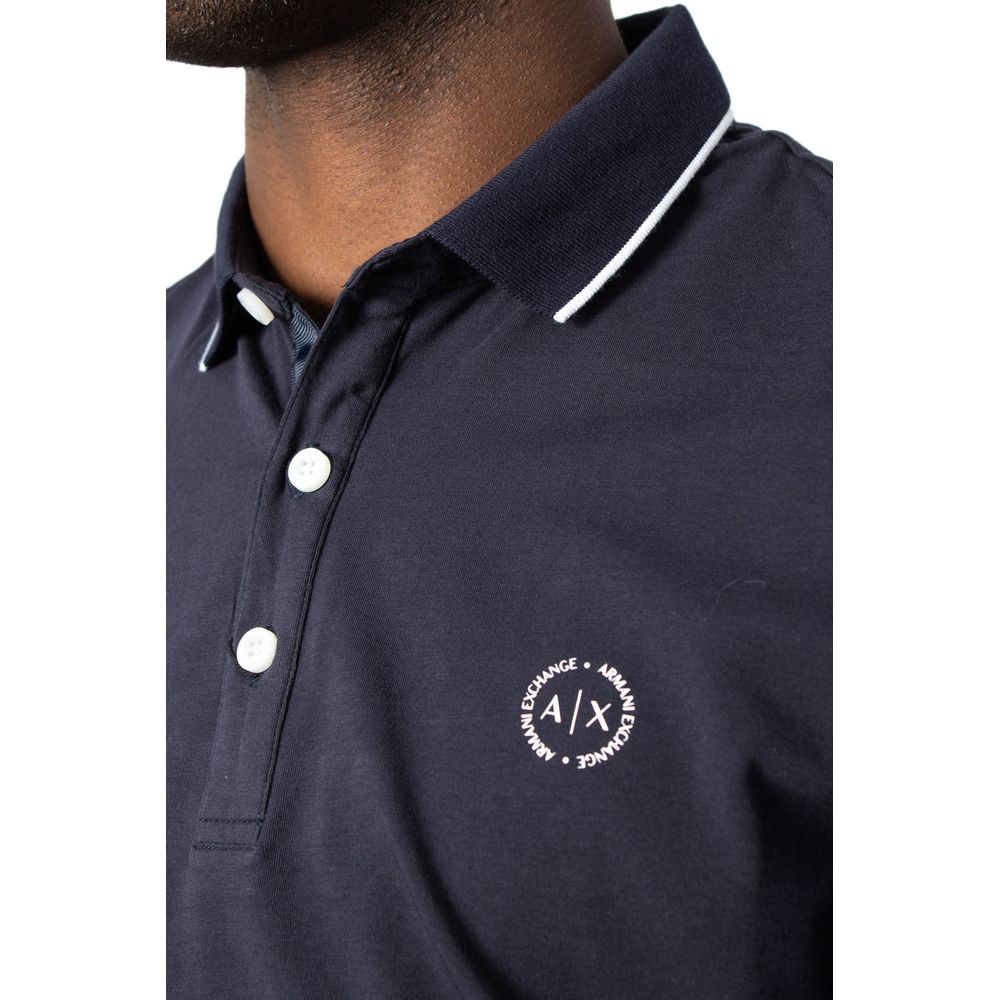 Armani Exchange Blue Cotton Polo Shirt