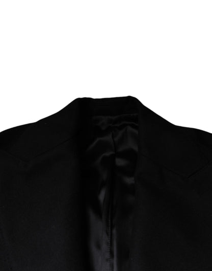 Dolce & Gabbana Black Wool Double Breasted Men Coat Jacket