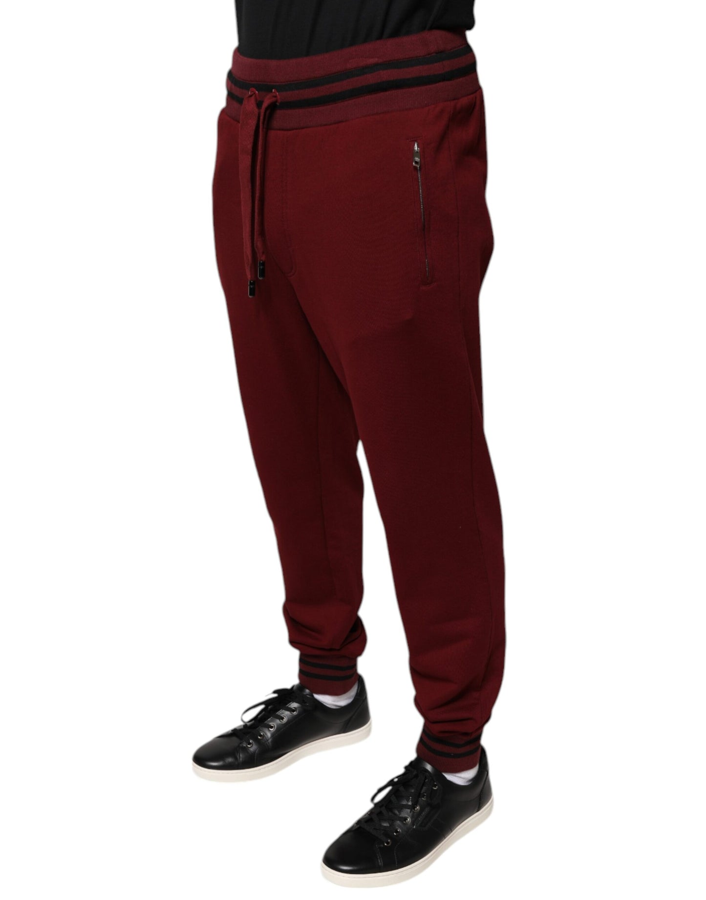 Dolce & Gabbana Dark Red Cotton Men Jogger Sweatpants Pants