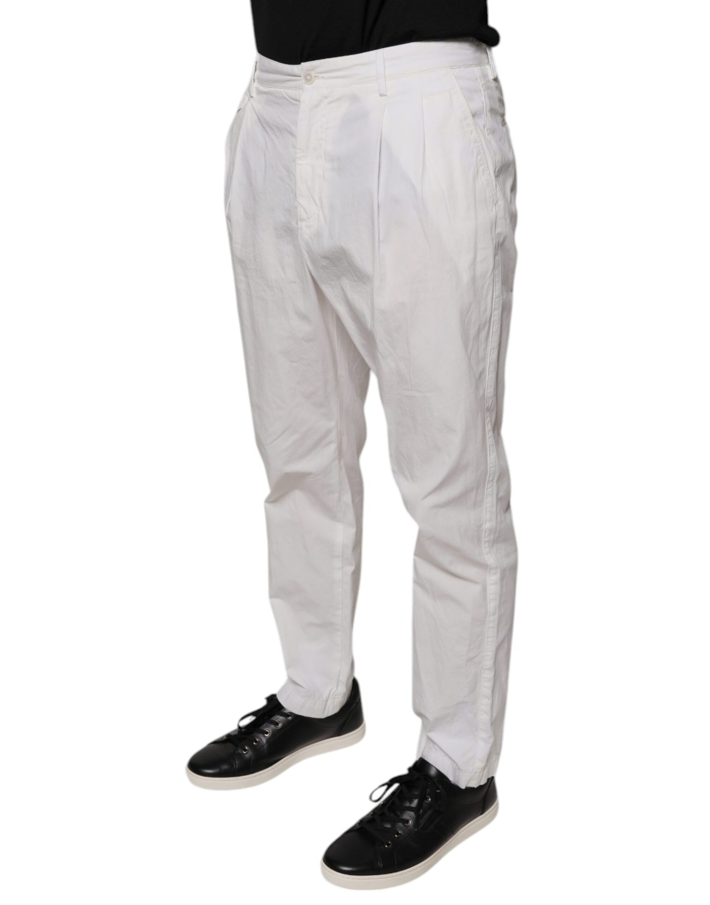 Dolce & Gabbana White Cotton Skinny Dress Pants