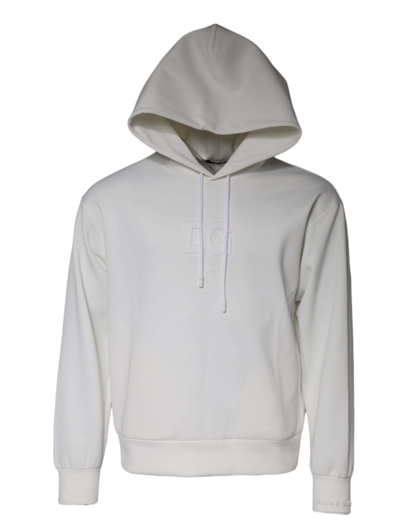 Dolce & Gabbana White DG Logo Hooded Men Sweatshirt Sweater