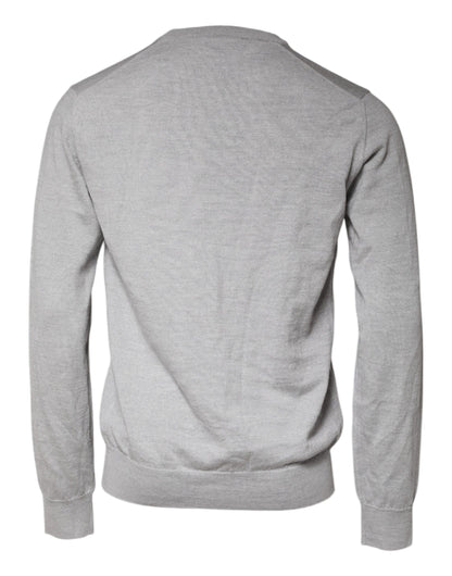 Dolce & Gabbana Light Gray Wool Crew Neck Pullover Sweater