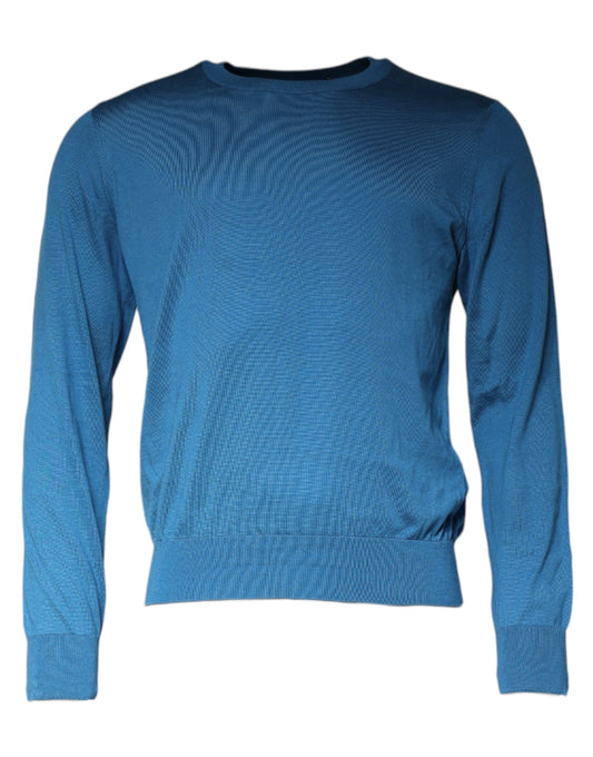 Dolce & Gabbana Blue Long Sleeve Crew Neck Pullover Sweater