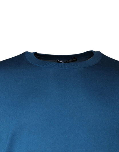 Dolce & Gabbana Blue Long Sleeve Crew Neck Pullover Sweater