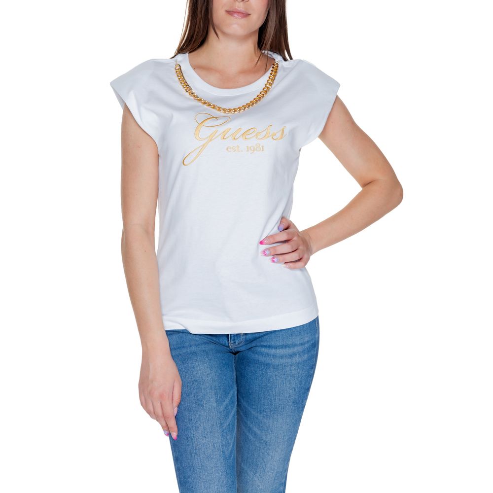 Guess White Cotton Tops & T-Shirt