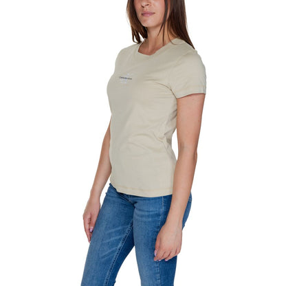 Calvin Klein Jeans Beige Cotton Rigenerato Tops & T-Shirt