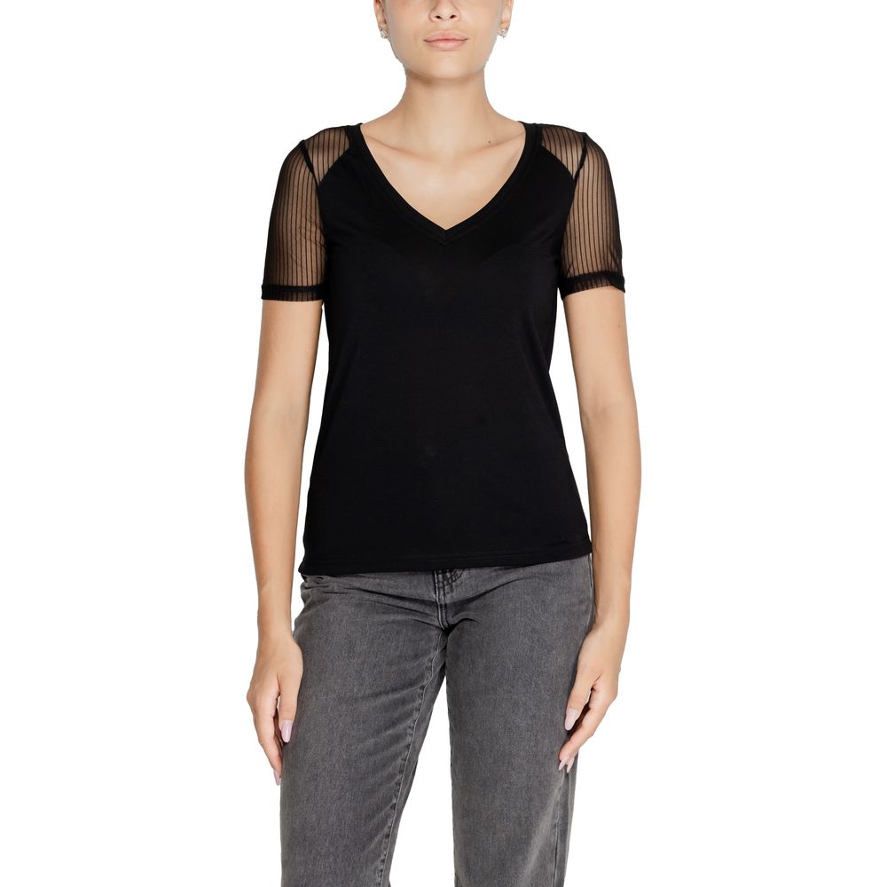 Jacqueline De Yong Black Cotton Tops & T-Shirt