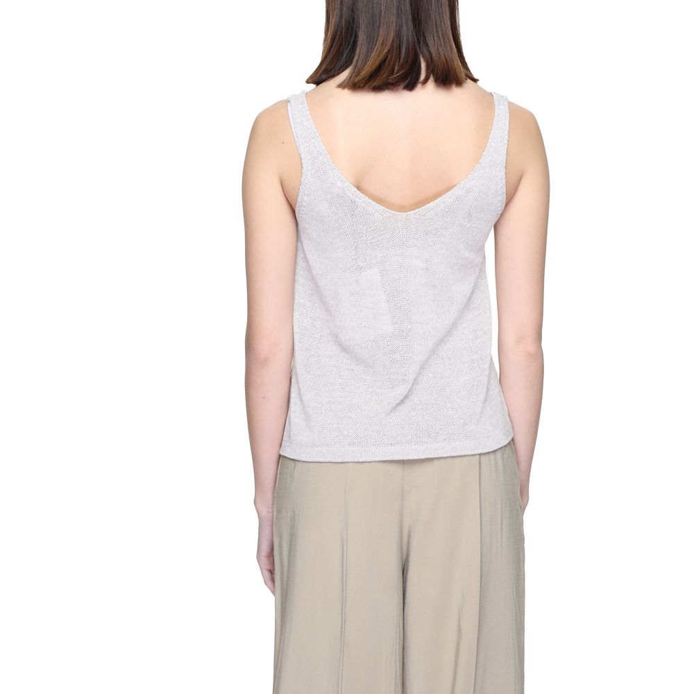 Jacqueline De Yong Beige Recycled Cotton Tops & T-Shirt