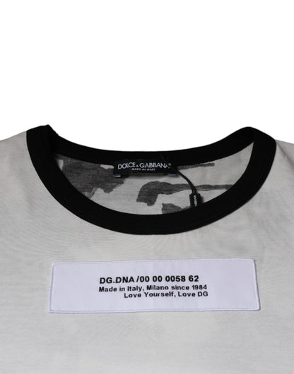 Dolce & Gabbana White Camouflage Cotton Round Neck T-shirt